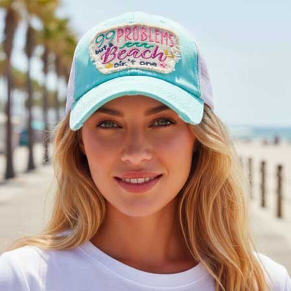 2/$30 Light Blue 99 Problems but a Beach Ain’t one Baseball Hat - Picture 2 of 11